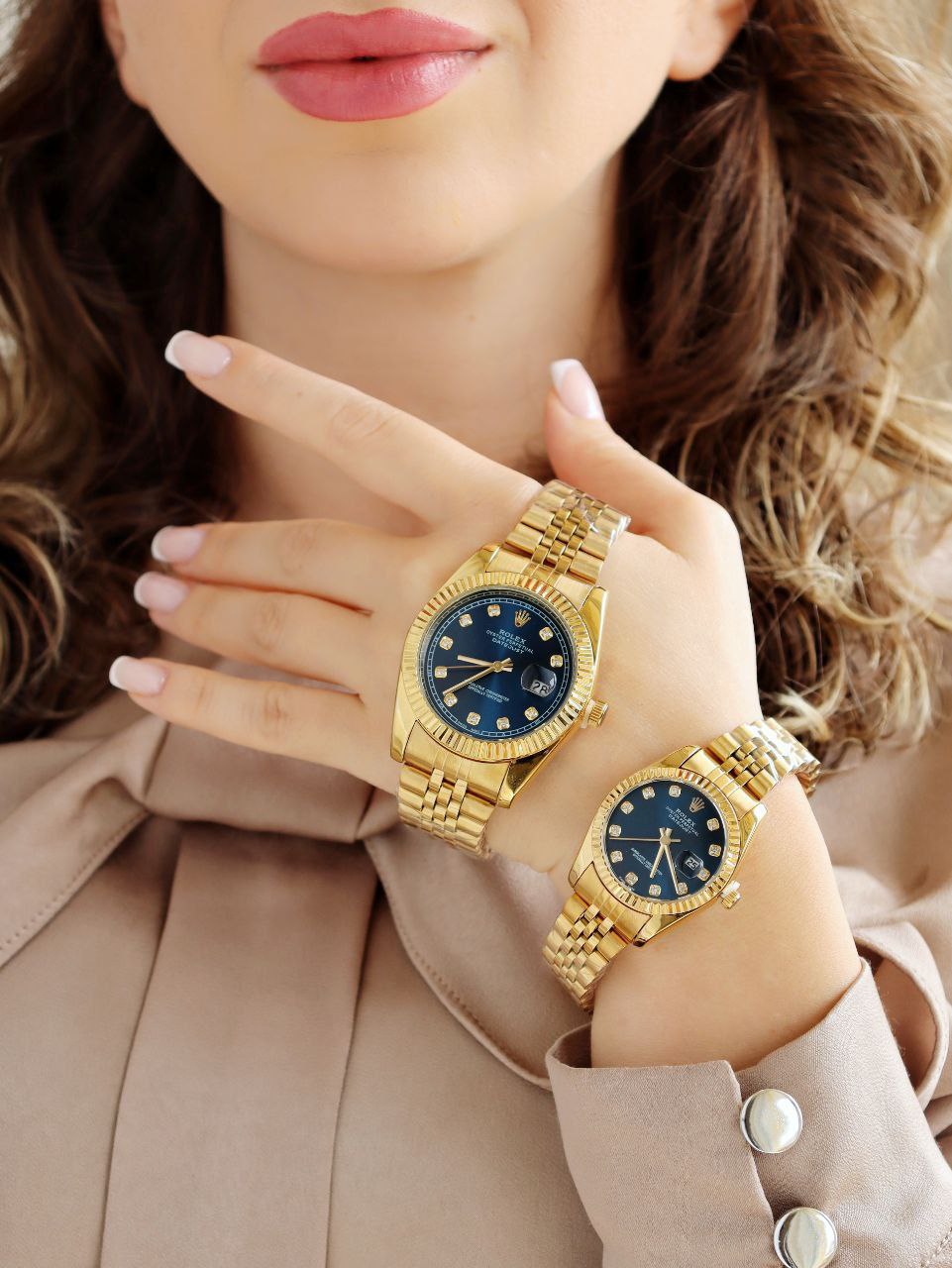 ست ساعت زنانه مردانه مارک رولکس طرح ارام گرد اتومات