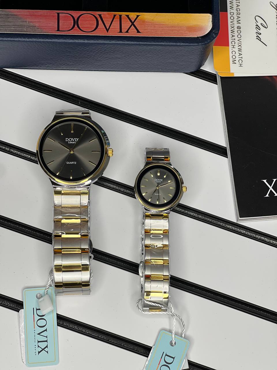 ست ساعت زنانه مردانه اورجینال صفحه گرد برند معروف المانی داویکس ⌚️Dovix luxury original Model: DVL24039.7s