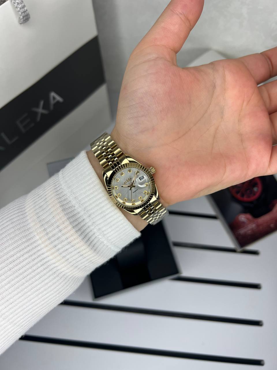 ساعت اورجینال زنانه طرح رولکس موتور ژاپن برند الکسا مدلAlexa 0051 ⌚️Alexa original