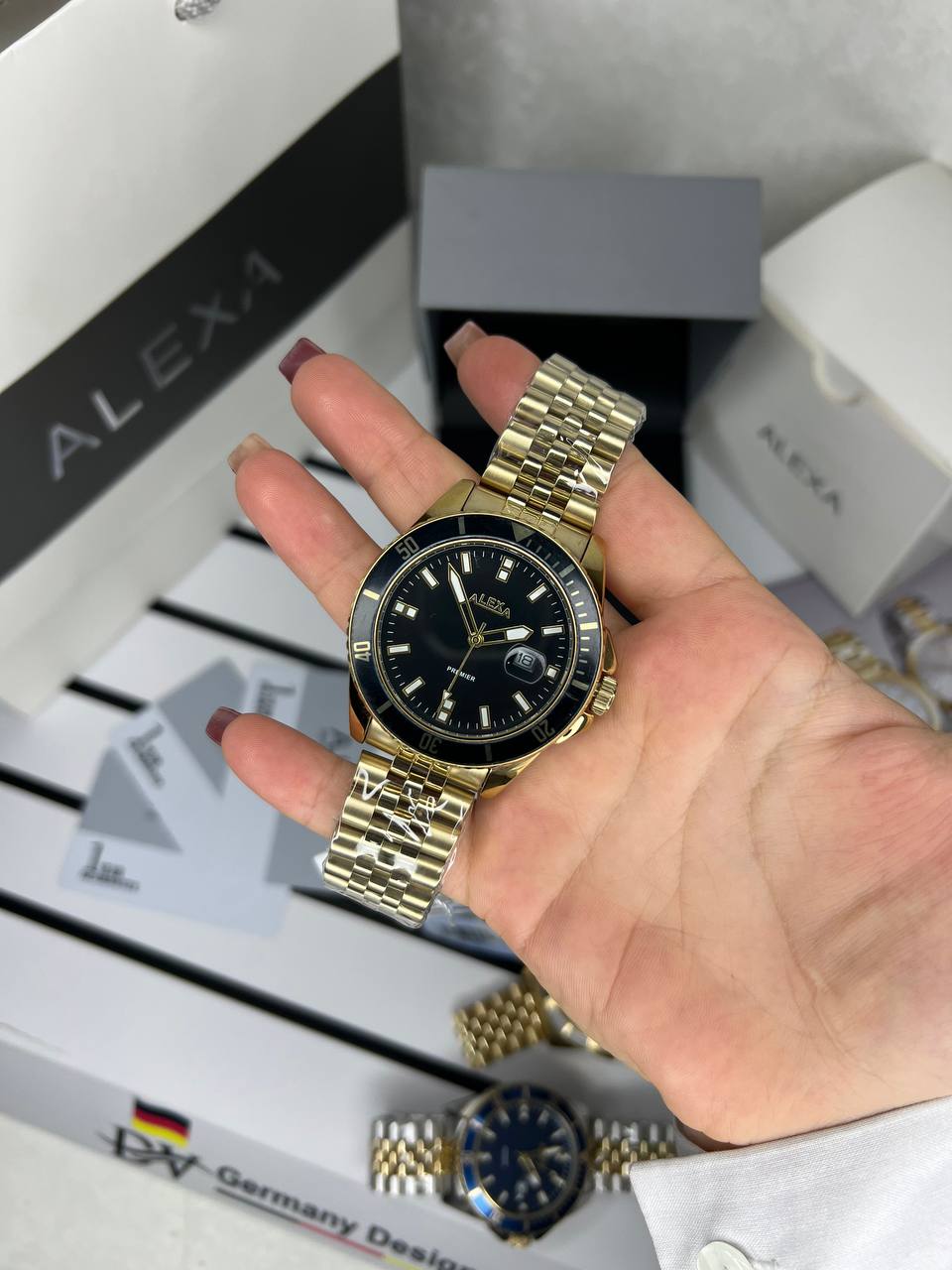 ساعت اورجینال مردانه موتورژاپن طرح رولکس ساب مارین برند الکسا مدل Alexa premier 0058 💎Alexa premier
