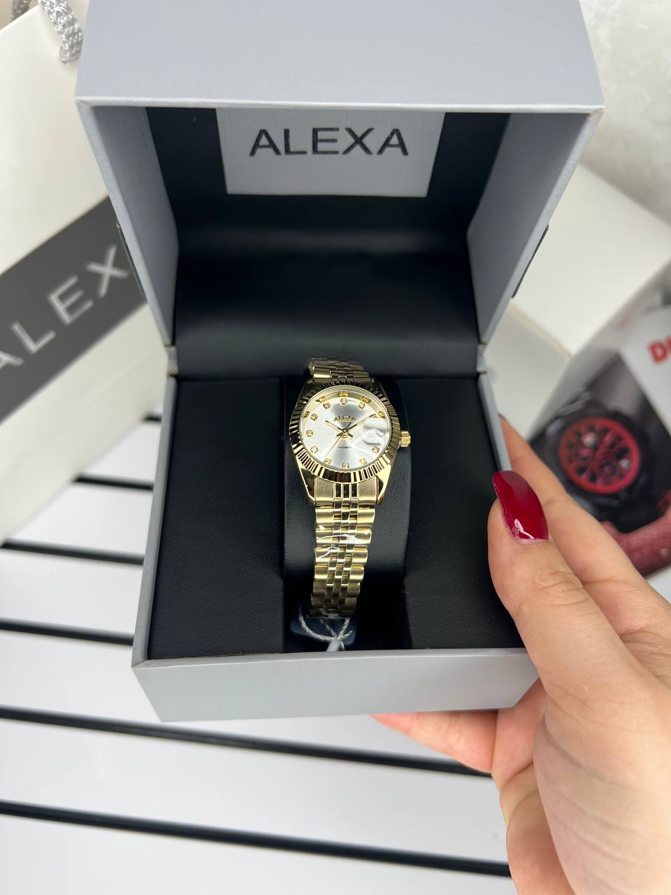 ساعت اورجینال زنانه طرح رولکس موتور ژاپن برند الکسا مدلAlexa 0051 ⌚️Alexa original