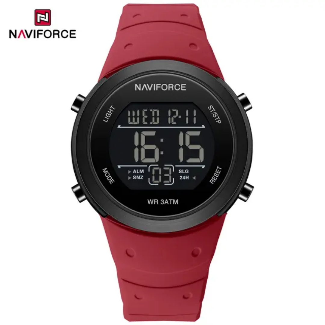 ساعت اسپورت صفحه دیجیتال بند پیو موتور ژاپن برند ناویفورس مدل NF9246