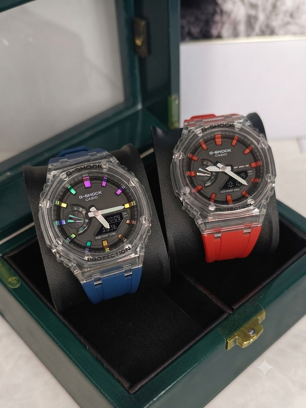 ساعت مچی اسپرت مردانه با قاب شفاف و بند سیلیکونی Casio G_shok