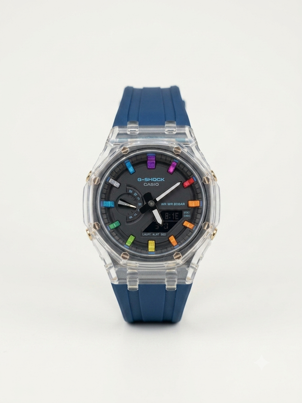 ساعت مچی اسپرت مردانه با قاب شفاف و بند سیلیکونی Casio G_shok
