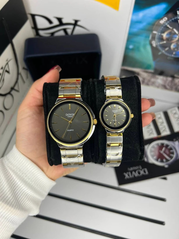 ست ساعت زنانه مردانه اورجینال صفحه گرد برند معروف المانی داویکس ⌚️Dovix luxury original Model: DVL24039.7s
