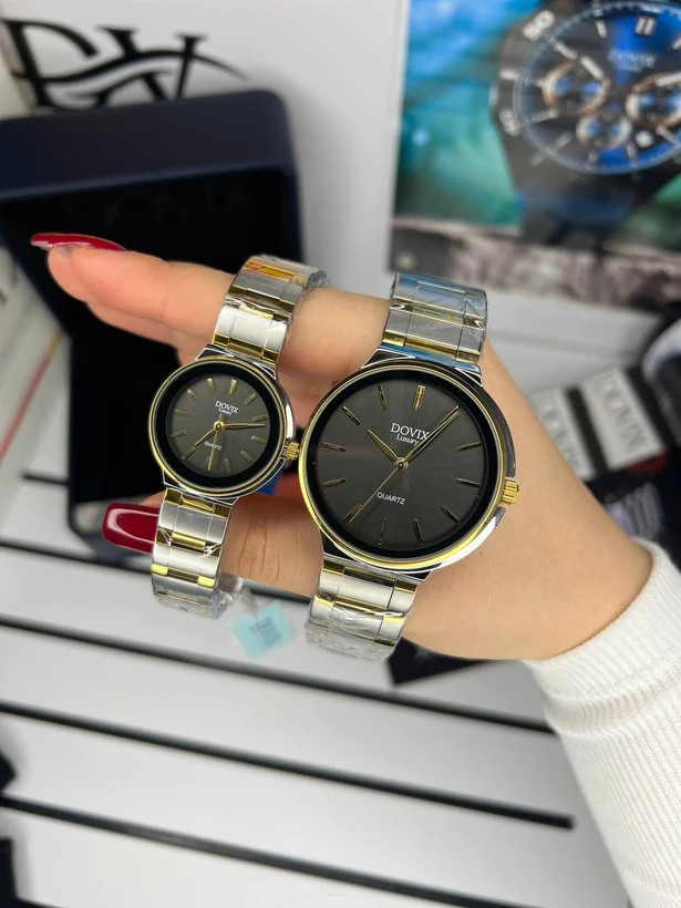 ست ساعت زنانه مردانه اورجینال صفحه گرد برند معروف المانی داویکس ⌚️Dovix luxury original Model: DVL24039.7s