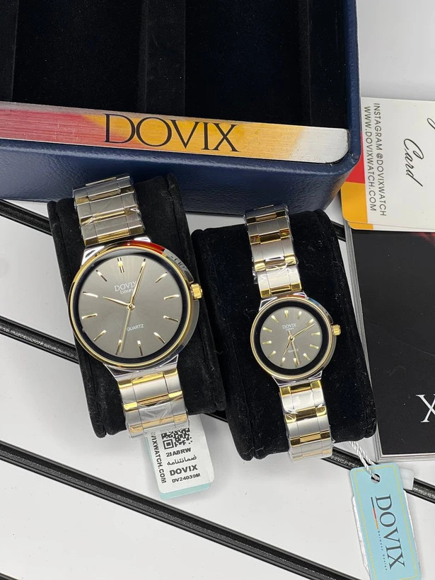 ست ساعت زنانه مردانه اورجینال صفحه گرد برند معروف المانی داویکس ⌚️Dovix luxury original Model: DVL24039.7s