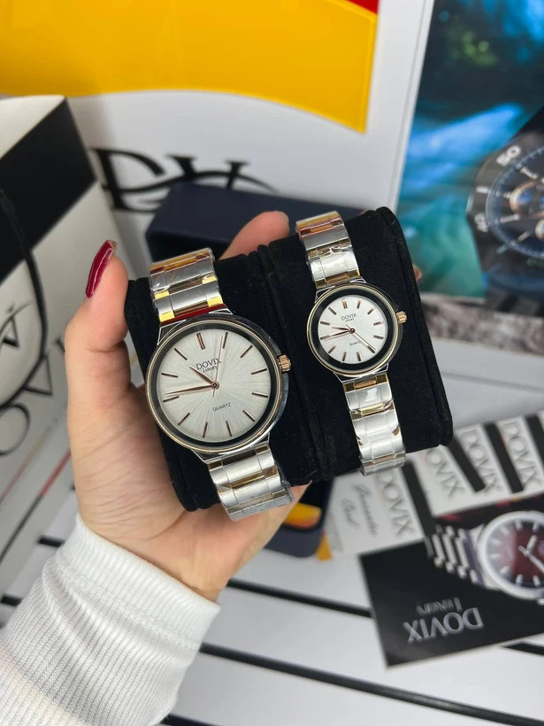 ست ساعت زنانه مردانه اورجینال صفحه گرد برند معروف المانی داویکس ⌚️Dovix luxury original Model: DVL24039.7s
