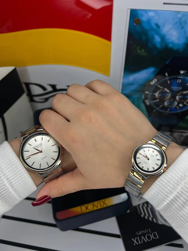 ست ساعت زنانه مردانه اورجینال صفحه گرد برند معروف المانی داویکس ⌚️Dovix luxury original Model: DVL24039.7s